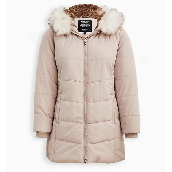 Fur Trim Fit and Flare Puffer Jacket - Picture 7 of 10